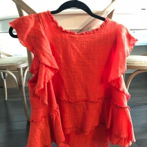 Anthropologie bright coral/orangey top